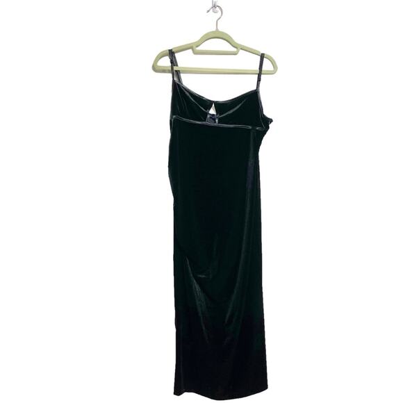 Zara Black Velvet Spaghetti Strap Side Ruched Midi Dress Sz XL NWT - Picture 1 of 13